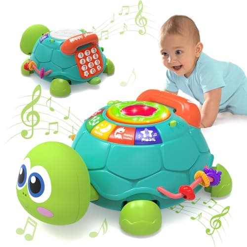 KaeoHye Musical Turtle Baby Toys 6-12 Months,Baby Crawling Toys for 12-18 Months,Early Learning Toy with Light&Sound,Tummy Time Toys Gifts for 3-6 4 5 7 8 9-12 18 Month Boy Girl(Green) - Image 1