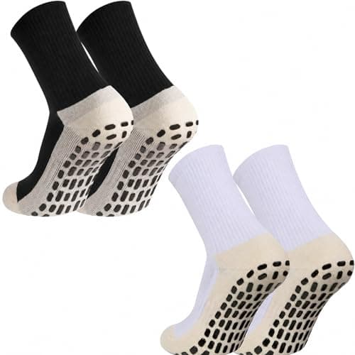 GEDOH Grip Soccer Socks Non Slip Sports Football Basketball Grip Pads Socks for Men2/4/6(1black1white) - Image 1