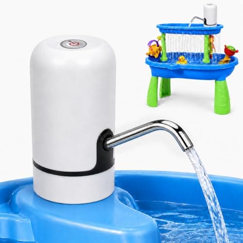 HOMEAVA Water Table Pump for Kids - Rechargeable Kids Water Pump for Table with 3 Hours Continuous Flow, Easy Install Portable Water Table Accessories for Summer Outdoor Water Play (White) - Image 1