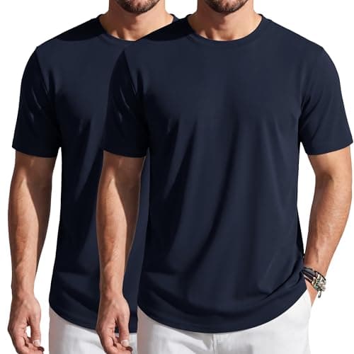 Cotrasen Mens T Shirts Short Sleeve Casual Crew Neck Tees UPF 80+ Lightweight Moisture Wicking Mens Curved Hem T Shirt, Pack of 2 - Image 1