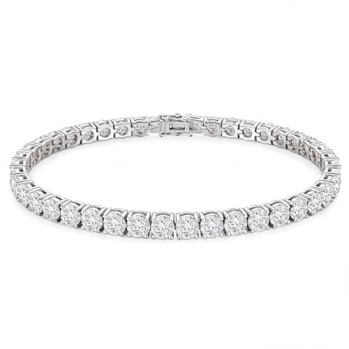 Moissanite Tennis Bracelet For Women,Women's Tennis Bracelets,Round Cut D-Color VVS1 Platinum Plated Silver Bracelet,Hypoallergenic Bezel 7 Ins, Ice Crystal Sparkling,Exquisite Jewelry,with Gift Box,Ideal Gift for Wife/Her (7 Inches) - Image 1