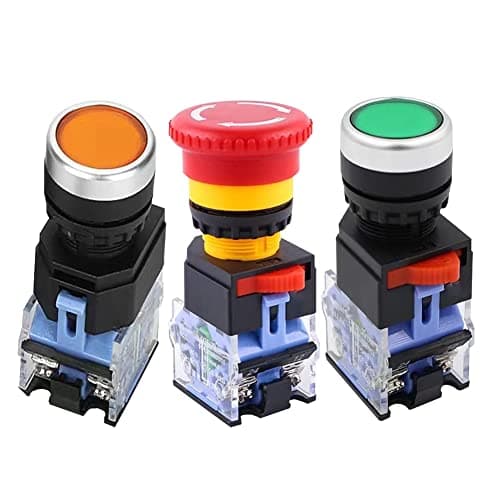 22mm Emergency Stop Button Switch Yellow Green E-Stop Push Button Momentary Safety Stop Switch Industrial Machine Control - Image 1