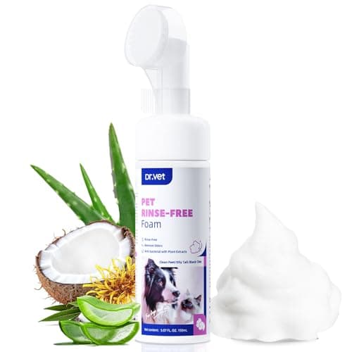 Paw Cleaner for Dogs & Cats, No-Rinse Foaming Pet Foot Washer for Dirty, Muddy Paws, Gentle, Fragrance-Free, pH Balanced Foaming Cleanser with Silicone Bristle Brush, 5 fl oz