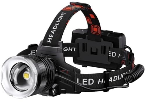 LED Headlamp Rechargeable 99000 High Lux, 9000mAh Long Battery Head Lamp with 12 Modes, IPX7 Waterproof USB Rechargeable Headlight, Zoomable Headlamp for Adults, 90° Adjustable for Camping Hunting - Image 1