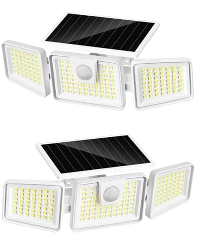 INCX 156 LED Solar Motion Lights Outdoor 2 Pack, 3 Heads Solar Security Lights with Motion Sensor IP65 Waterproof, Flood Lights for Wall, Patio, Garden, Porch, Garage White - Image 1