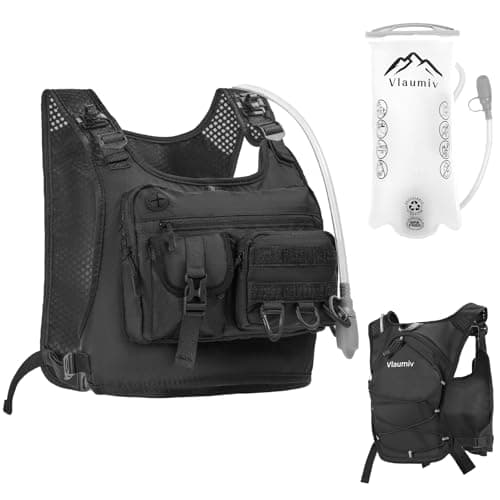 Running Vest with 2L Water Bladder, Hydration Backpack with Adjustable Straps, Lightweught & Breathable Design, Reflective Chest Pack for Men & Women, Ideal for Running and Cycling, Black