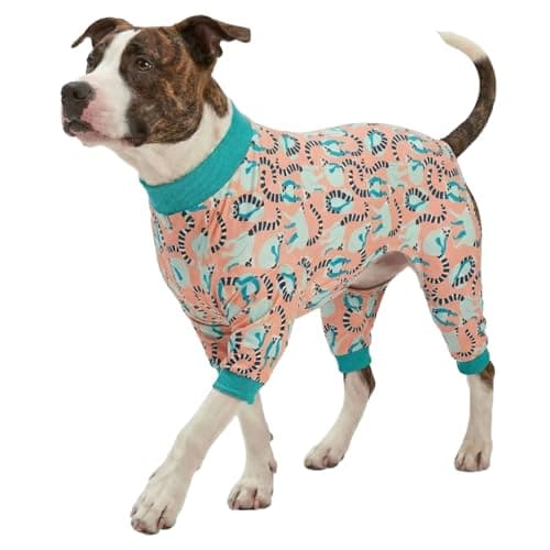 LovinPet Pitbull Dog Pjs for Large Dogs, Pet Anxiety Relief Pajamas, Sun Protection Dog Shirt Comfy Stretchy Fabric, Pastel Lemur Print, Pajamas for Pitbulls, Pitbull Party Clothes,2XL - Image 1