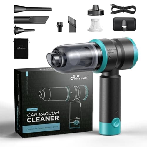 Handheld Car Vacuum Cleaner, 4-in-1 Cordless Rechargeable Mini Vacuum with Air Duster – Quickly Clean Crumbs, Pet Hair & Crevices in Car, Office, Home. Ideal for Commuters & Office Workers (Blue) - Image 1