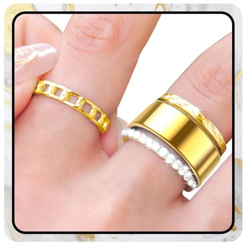 YWXTW 3 Pack 14K Gold-Plated Stacking Rings for Oura Ring Gen 4 /Ultrahuman, Timeless Elegance Non Tarnish Stainless White Zirconia Engagement Oura Stackable Bands Gift for Women Gold 9 - Image 1