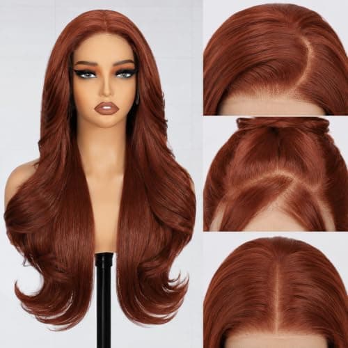 Sotpmal Auburn Synthetic Lace Front Wig,4x6 HD Lace Layered Ginger Glueless Wigs for Women Daily Use Easy to Wear & Style 26IN - Image 1