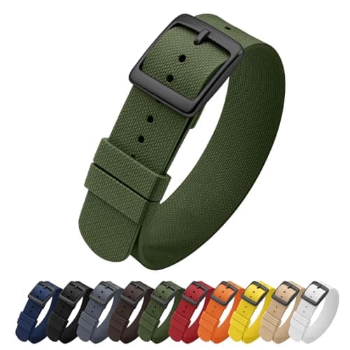 ULLCHRO Watch Strap FKM Rubber Watch Strap 20mm Waterproof Silicone Replacement Band 22mm, Soft Rubber for Man Watch Band (21mm, Army Green) - Image 1