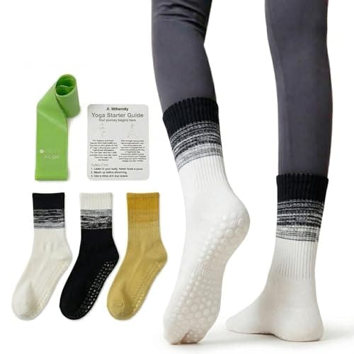 Liutmorly 3 Pack Non Slip Hospital Maternity Socks with Grips for Labor and Delivery, Retro Crew Sticky Grip Socks for Pregnancy, Postpartum Bag Essentials & Elderly Fall Prevention - Image 1