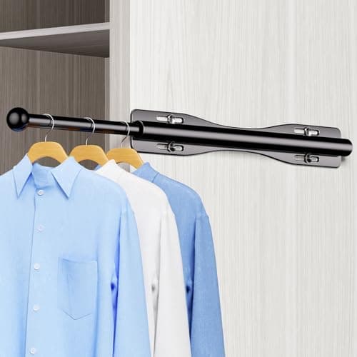 12" Valet Rod For Closet Pull Out Slide Out Adjustable Heavy Duty Valet Rod For Closet, Laundry Room, Bedroom, Bathroom(Black) - Image 1