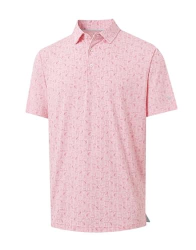 M MAELREG Polo Shirts for Men Collared Casual Print Lightweight Moisture Wicking Dry Fit Summer Golf Polos for Men - Image 1