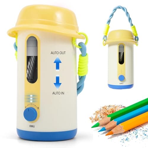 Electric Pencil Sharpener, Low Noise Fully Automatic Pencil Sharpener for Classroom,6.9-10.8mm Colored/Jumbo Pencils, Auto in & Out,Rechargeable Hands-Free Sharpener for Home/Office,Yellow
