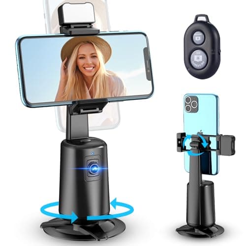 360° Auto Face Tracking Tripod for Phones, Gesture Control & Remote, Smart Camera Stand for Video Calls, Live Streaming, Tiktok, No App Required, Rechargeable, Universal Compatibility (Deep Black) - Image 1