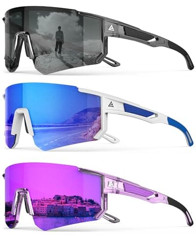 QALLY Polarized Sports Sunglasses for Men Women, UV400 Protection Mens Sunglasses Wrap Around Sun Glasses for Cycling Running - Image 1