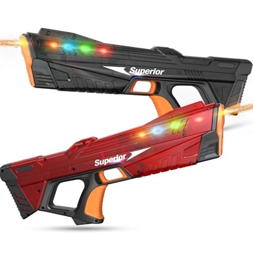 2 Pack Electric Water Gun for Adults Kid, Fast Fully Water Reload Automatic Squirt Gun with Colorful Light 32FT Long Range Auto Water Blaster,Summer Water Toy(Black+Red)