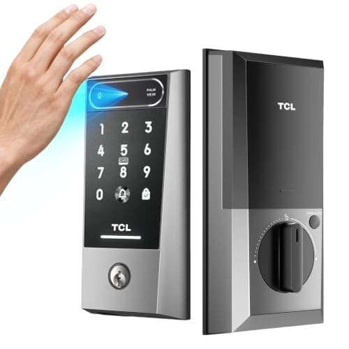 TCL Smart Lock D2 Pro, Palm Vein Keyless Entry Deadbolt, Wi-Fi Keypad Door Lock, Built-in Doorbell, 8-Month Battery, App & Voice Control, Works with Alexa & Google Home, Easy Install for Front Door - Image 1