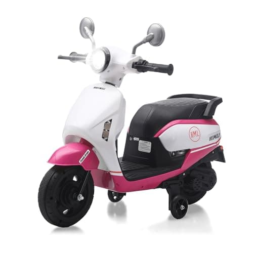 HEIMILI 6V Toddler Motorcycle, Kids Electric Moped for 1-3 Years, 2 Wheel Ride On Scooter with Training Wheels, Music & Headlight, 2 MPH Speed for Boys Girls (Pink) - Image 1
