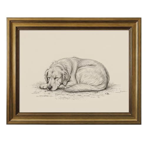 HISPACE Vintage Framed Wall Art for Living Room,8x10 Inch Dog Sketch Canvas Print for Living Room Bedroom Decor,Unique Gift Wall Decor for Friends and Family - Image 1