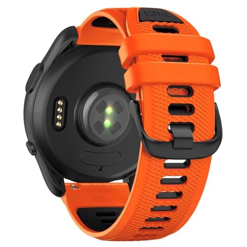 Velocarer Watch Band for Garmin Forerunner 265/Forerunner 255/Vivoactive 4/Venu 3/Venu 2, 22mm Quick Release Silicone Sport Bands, Orange & Black - Image 1