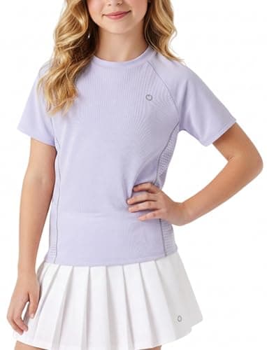 PATPAT Kids T-Shirt (One Piece) with Quick-Dry & Instant-Cooling, UPF 100+ Rash Guard Short Sleeves Tee for Active Boy Girl, Lavender Haze, US12/L - Image 1
