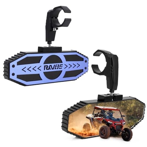 RKV86 UTV Rear View Mirror, Adjustable SXS Center Rearview Mirror, Universal Fit for 1.6"-2" Roll Bar Cage, Compatible with Polaris RZR, Pioneer, Talon, Can Am X3, Kawasaki, CFMOTO (Blue) - Image 1