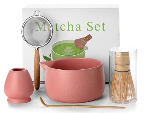 20OZ Matcha Whisk Set - 5PCS Matcha Set Includes Macha Bowl with Spout, Bamboo Whisk with Ceramic Holder, Bamboo Scoop and Sifter, Matcha Kit for Ceremony, Gift for Matcha Lovers (Blush Pink) - Image 1