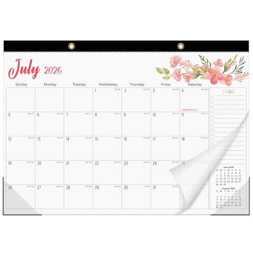 Tcamp Desk Calendar 2026-2027, 18 Months Desktop Calendar from July 2026 to December 2027, Large 17" x 12" Wall Calendar with Julian Dates, Desk Planner for Home School Office Desktop
