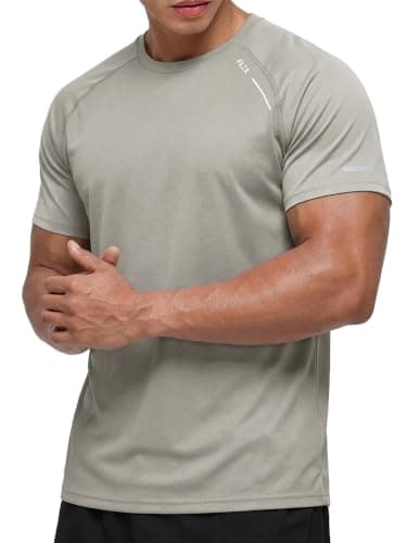 Comdecevis Mens Athletic Shirts Fitness Clothing Running Shirts Short Sleeve Performance Tee for Gym Tennis S(32) Light Grey