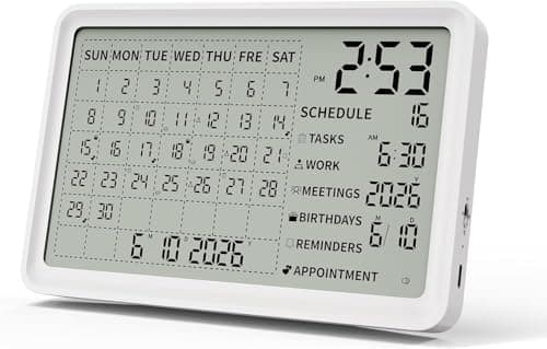Zovoreminder Digital Calendar, Digital Desk Planner Schedule Reminder Clock with Day and Date, Chargeable 8 Inch Large Display (White, 8 inch) - Image 1
