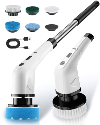 Electric Spin Scrubber, Cordless Power Scrubber for Bathroom Cleaning, 6 Replaceable Brush Heads, 360 RPM, Long Battery for Tub, Tile, Grout & Floor - Image 1