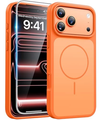 FNTCASE for iPhone 17 Pro case Orange: Compatible with Magsafe, Magnetic 17 Pro Phone Cases with Screen Protector, Military Grade Shockproof Protective Dual-Tone Trending Design Cover, 6.3 inch - Image 1