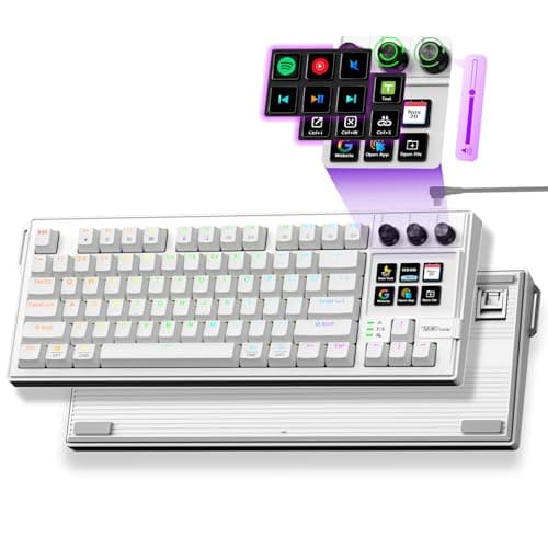 VSDINSIDE K1 Pro Macro Keyboard, Wired Only Full-Key Programmable On-Board Keypad, Custom Gaming Streaming Mechanical Keyboards with Screen & Knob, Gasket, RGB Backlit, Hot Swappable Shortcut Pad - Image 1