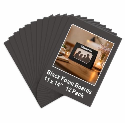 Black Foam Board 11 x 14 in, ZXUNLIEH 12 Pack Foam Core Board, 3/16'' Thick