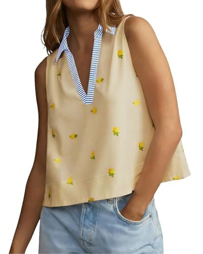 Tankaneo Womens Striped V Neck Tank Tops Summer Casual Sleeveless Shirts - Image 1