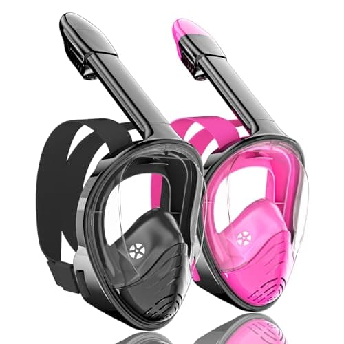 QingSong Full Face Snorkel Mask for Adults, Snorkeling Gear with Camera Mount, 180 Degree Panoramic View Snorkel Set Anti-Fog Anti-Leak - Image 1
