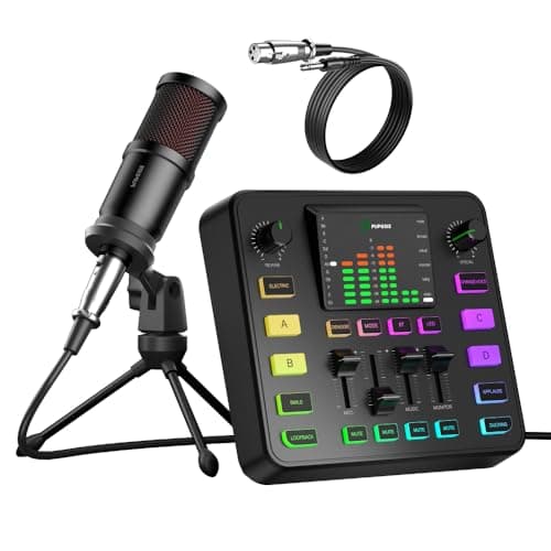 Podcast Equipment Bundle, Audio Mixer with Dynamic Microphone for PC, Gaming Equipment Set for Podcast Recording, Changer Voice/Denoise/Reverb/Bluetooth,Live Streaming, Video Vocals(Phone/PS5) - Image 1