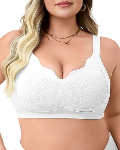 LIIJOO Seamless Wireless Bras for Women Full Coverage Push Up Bra No Underwire Comfortable Plus Size Minimizer Back Smoothing Everyday Support(Ivory, 2XL Plus Size) - Image 1