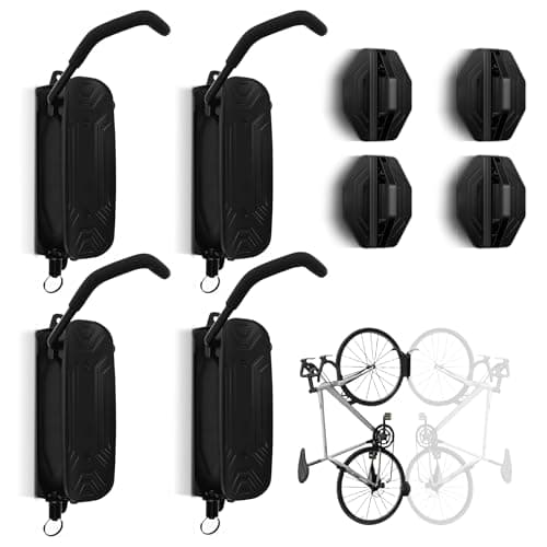 VuvuVoda Bike Wall Mount for Garage, Heavy Duty Bicycle Storage Rack, Swivel Bike Hanger, Space Saving Vertical Wall Storage Holds Up to 66 lbs for Road and Mountain Bikes(4 Pack) - Image 1