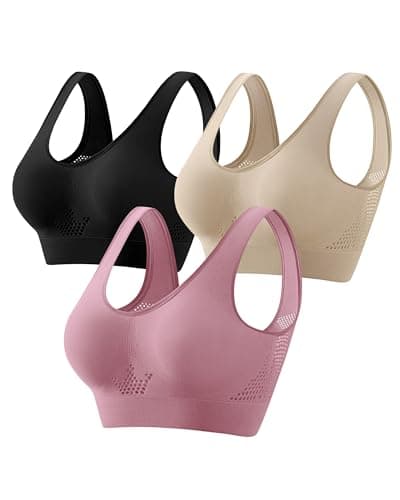 MIOTAN Women's Sports Bras Pack Wireless No Underwire Underoutfit Padded Workout Comfortable Sleep Full Coverage, Multipack, XL Multicolor - Image 1