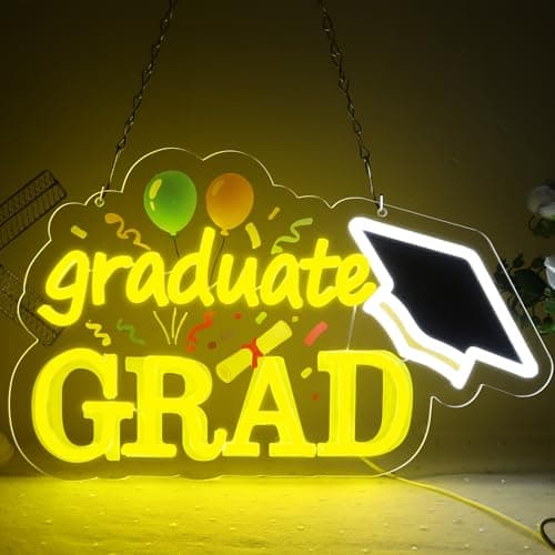 LED Neon Congrats Grad Signs Dimmable Graduation Party Decoration for Prom Party, Class of 2026 Celebrations, Graduation Gift for Boys Girls-15.8x9.6 IN-USB Powered-Acrylic - Image 1