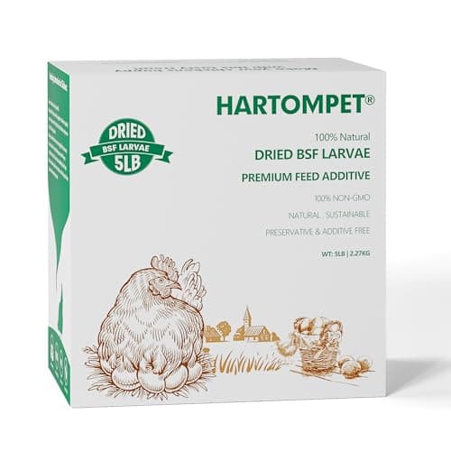 HARTOMPET Dried Black Soldier Fly Larvae for Chickens - Non-GMO Poultry Feed Supplement, 85X More Calcium Than Mealworms,High-Protein Treats for Laying Hens & Ducks & Hedgehogs 5LB