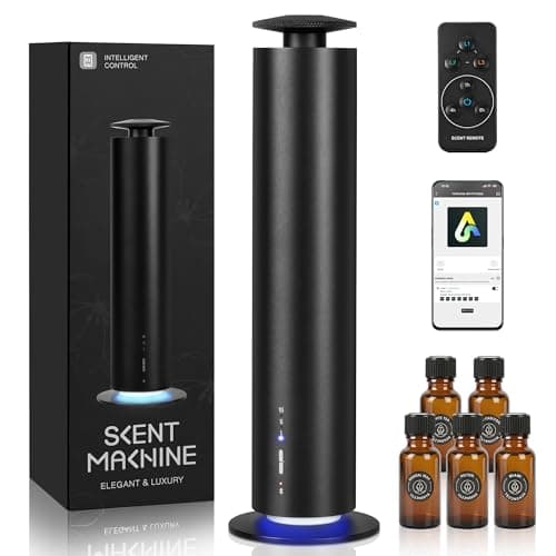 JEKAL Waterless Scent Diffuser Starter Kit with 5 Oils - Smart APP Cold Air Scent Machine, Up to 2000 Sq Ft for Homes Offices Hotels Spas - Quiet Essential Oil Diffuser 8H Battery 3-Color Light, Black - Image 1