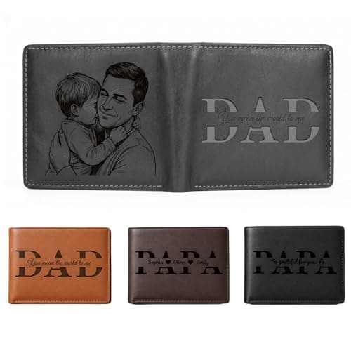 NYLGOXITK Personalized Leather Wallet for Men, Custom Engraved Monogram Bifold Wallet, RFID Blocking Slim Card Holder, Ideal Fathers Gifts, Custom Wallets for Men Dad Husband Boyfriend