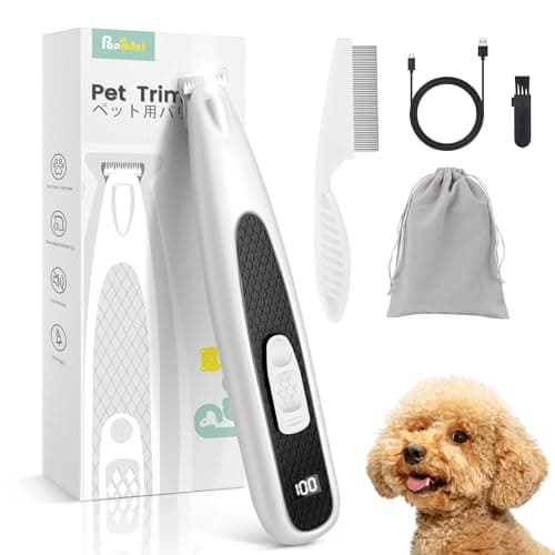 PAPMINI Dog Paw Trimmer with LED Light, Ultra-Low Noise Paw Trimmer for Dogs, Cordless Dog Clippers for Grooming with LED Display, Type-C Rechargeable Pet Clippers for Pads, Ears, Eyes, Face, Rump - Image 1