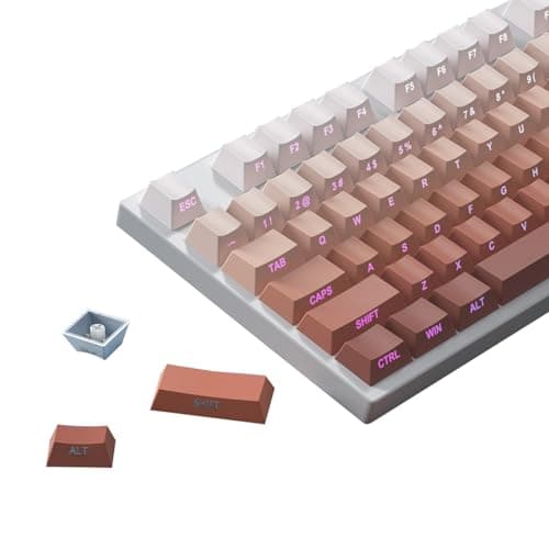 PBT Keycaps -Side Print Key Cap Set, Double Shot Shine Through Custom Key caps, Cherry Profile 133 Keys for Mechanical Keyboards Gradient Rouge - Image 1