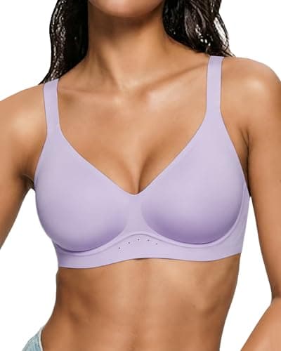 As Fairy Jelly Wireless Bra for Women No Underwire Cool Breathable Wirefree Cute Soft Support and Lift Seamless Bra(Light Purple 36DDD)