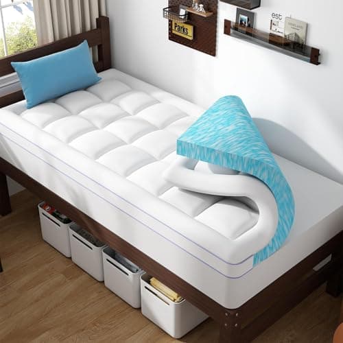 ABENE Twin Size Dual Layer 3 Inch Memory Foam Mattress Topper, 2 Inch Gel Memory Foam Plus 1 Inch Down Alternative Pillowtop Mattress Pad Cover, Thick Soft Bed Topper Support for Back Pain - Image 1
